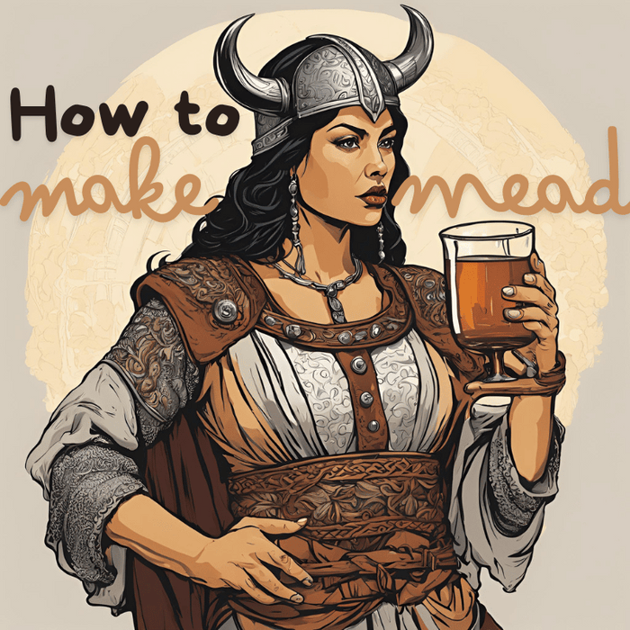 Image of a viking woman drinking a glass of mead. The caption reads "How to make Mead"