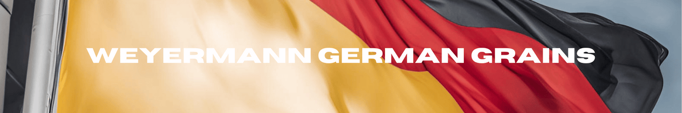 Zoomed in image of the German flag with text that reads "Weyermann German Grains".