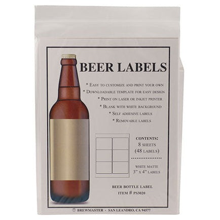 Printable removable beer bottle labels, 48-pack