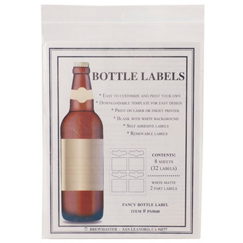 2-part printable bottle labels pack of 32 with removable adhesive