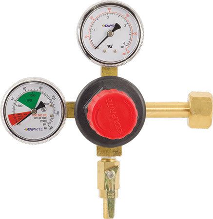 Taprite dual gauge CO2 regulator with CGA320 inlet and shutoff valve