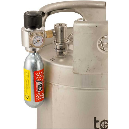 Torpedo Keg Pressure Pack mini CO2 regulator with quick disconnect