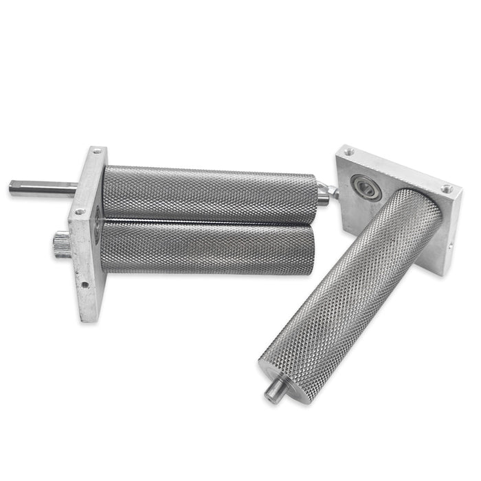 KegLand MaltMuncher 3 roller grain mill disassembled for cleaning access
