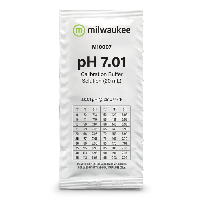 Milwaukee M10007 pH 7.01 single-use calibration sachet included in the two-buffer pair