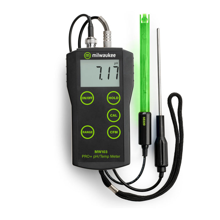 Milwaukee MW103 PRO+ pH, pHmV and temperature meter with connected probes