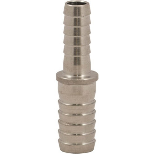 Stainless Steel Barbed Adapter for Connecting 1/4" tubing to 5/16" tubing in beer or gas (CO2) lines in a kegerator draft system.