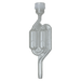 Large scale image of a S-shape or Double-bubble Style of Airlock which is typically used in homebrewing to allow CO2 to escape a fermentation vessel while preventing contaminants from entering the vessel.
