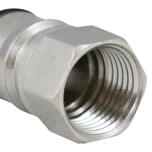 View of the internal threads for a keg Ball Lock Post.