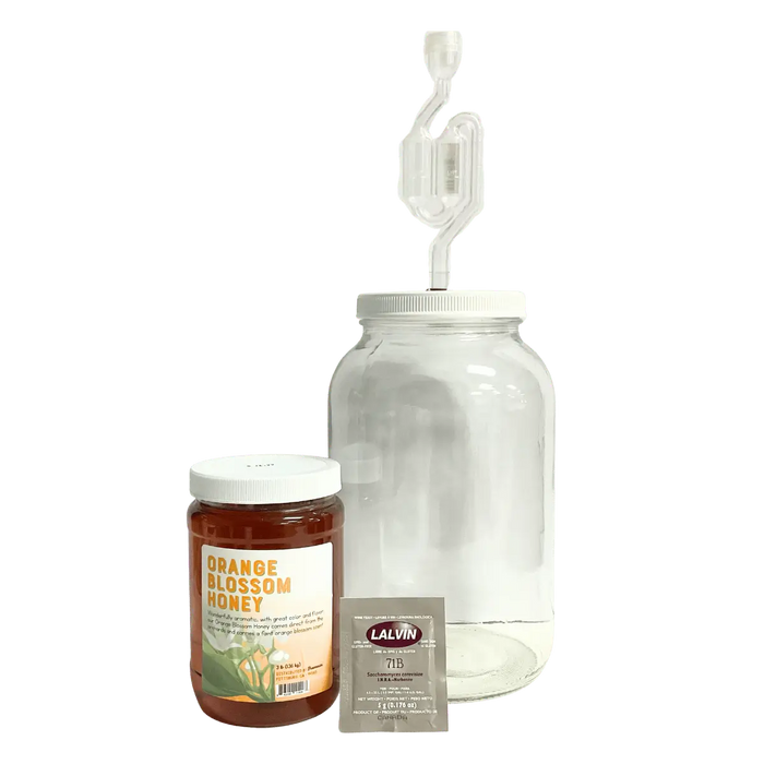 SoCal Brewing Supply's Basics 1-gallon Mead Making Kit, with Orange Blossom Honey.
