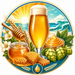 Imperial honey blonde ale extract clone kit artwork with golden beer, honeycomb, coastal sunshine, floral hops, and malt extract