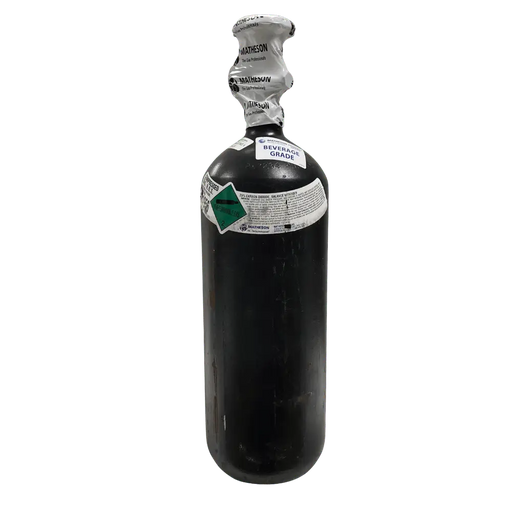 Black Beer Gas cylinder with labels on a white background