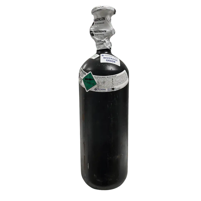 Black Beer Gas cylinder with labels on a white background