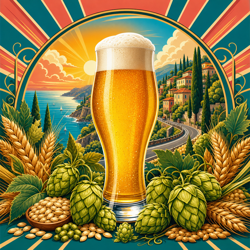 Bella Strada Italian Pilsner | Extract Recipe Kit | 5 Gallons vibrant illustrated beer recipe kit artwork - SoCal Brewing Supply
