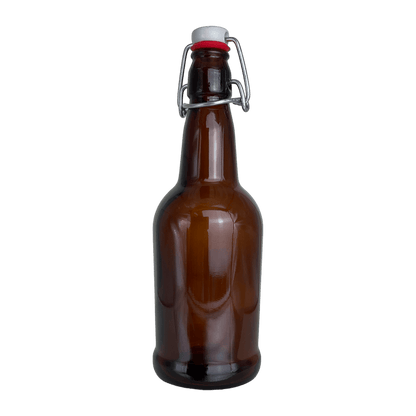16 oz Amber Swing Top Glass Bottles | 0.5 liter Reusable Brown Flip Top Bottles | Case of 12