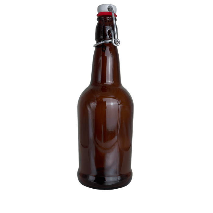 16 oz Amber Swing Top Glass Bottles | 0.5 liter Reusable Brown Flip Top Bottles | Case of 12