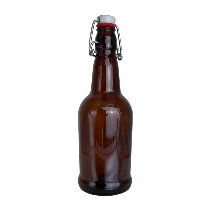 16 oz Amber Swing Top Glass Bottles | 0.5 liter Reusable Brown Flip Top Bottles | Case of 12