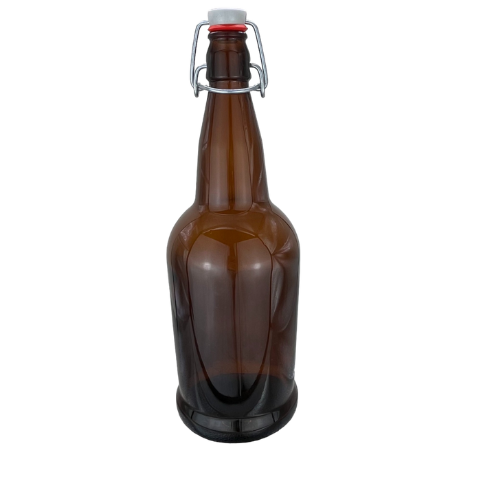 1 Liter Amber Grolsch-style Glass Bottles | 32 oz Reusable Brown Flip Top Bottles | Case of 12