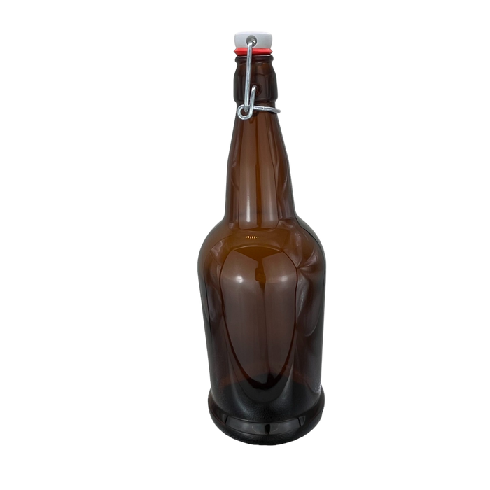 1 Liter Amber Grolsch-style Glass Bottles | 32 oz Reusable Brown Flip Top Bottles | Case of 12