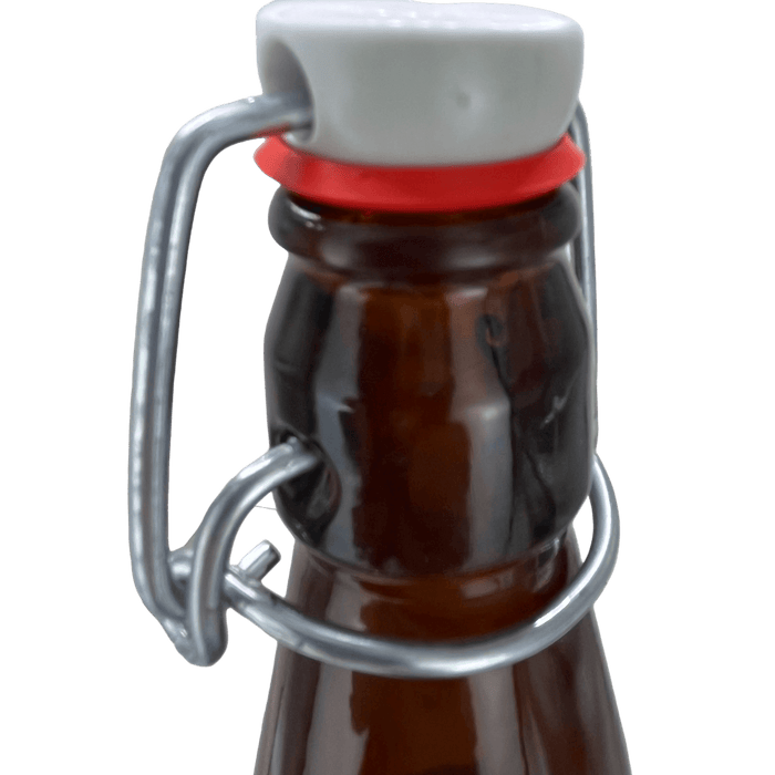 16 oz Amber Swing Top Glass Bottles | 0.5 liter Reusable Brown Flip Top Bottles | Case of 12