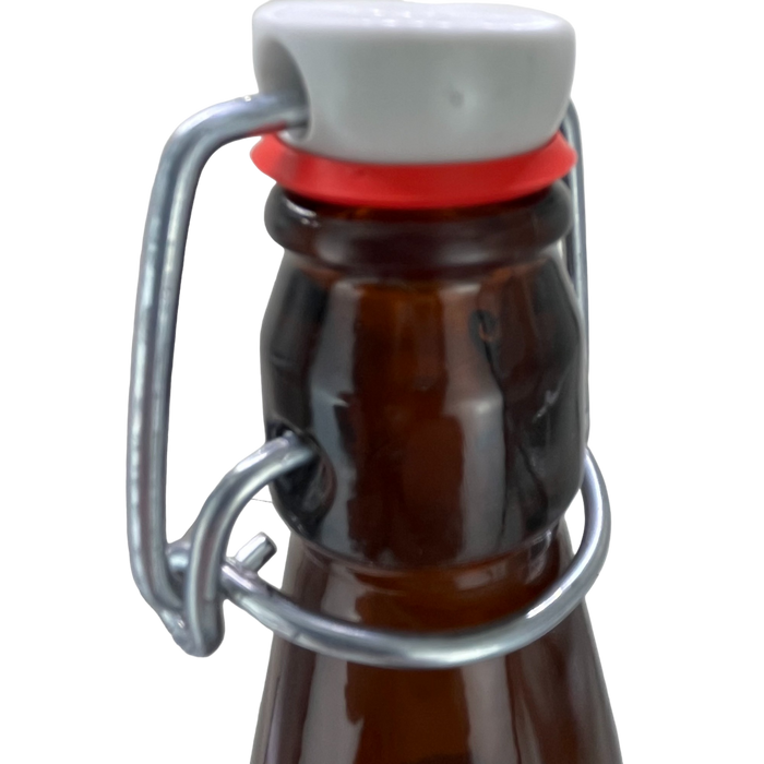 1 Liter Amber Grolsch-style Glass Bottles | 32 oz Reusable Brown Flip Top Bottles | Case of 12