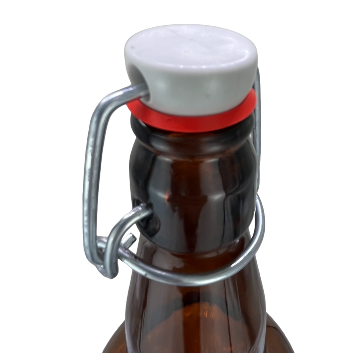 1 Liter Amber Grolsch-style Glass Bottles | 32 oz Reusable Brown Flip Top Bottles | Case of 12