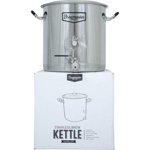 8.5 Gallon Brewmaster Stainless Steel Brewing Kettle | Includes Ball Valve and Thermocoupler Port