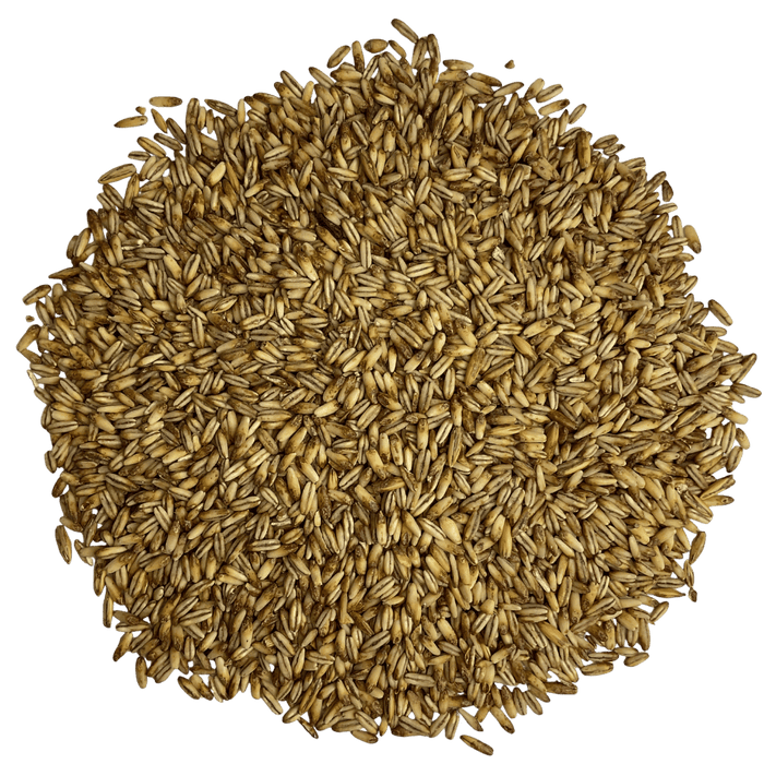 Image of a circular pile of Briess Blonde RoastOat malt for brewing.