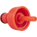 KegLand's Red Plastic Carbonation Ball Lock Adapter, fits 2-liter bottle style threads, view of internal threads.
