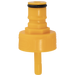 KegLand's Yellow Plastic Carbonation Ball Lock Adapter, fits 2-liter bottle style threads.