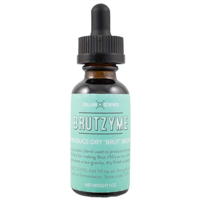 CellarScience Brutzyme glucoamylase enzyme 1 oz bottle for brewing Brut IPA and very dry beer styles