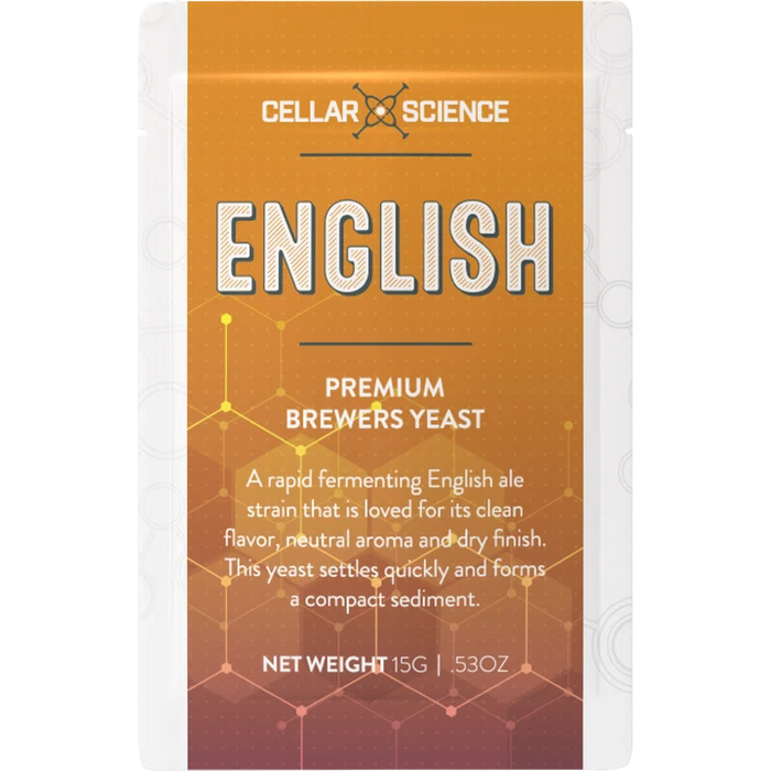 Cellar Science English Ale Dry Yeast yeast packet  front view for homebrewing.
