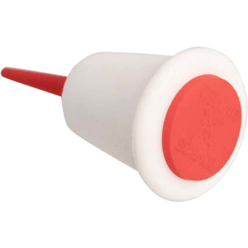 Image of CellarScience's cutting edge innovation, a more sanitary airlock, angled view of the medium size.