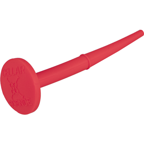 Image of CellarScience's cutting edge innovation, a more sanitary airlock, unassembled view of center plunger of the medium size.