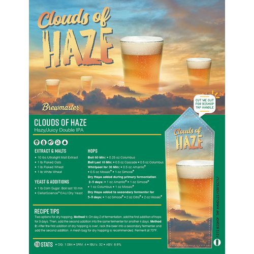 Clouds of Haze | Hazy/Juicy Double IPA | Beginner Beer Recipe Kit | 5 Gallon Brewing Kit