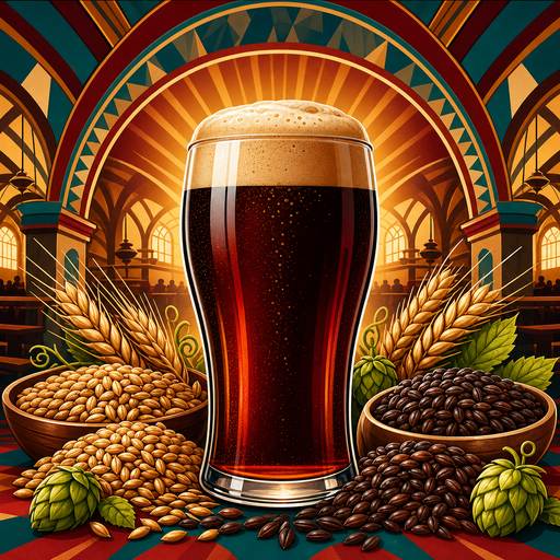 Dark Munich Hall Dunkel | Extract Recipe Kit | 5 Gallons vibrant illustrated beer recipe kit artwork - SoCal Brewing Supply