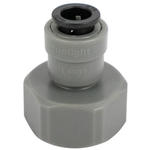 8mm Duotight Adapter to Connect to Beer Shank or Sanke Connector, angled side view.