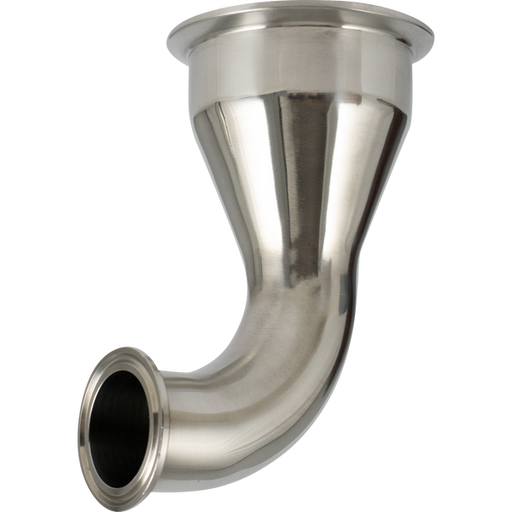 FermZilla stainless tri-clamp reducing elbow fitting for 3 inch to 1.5 inch tri-clamp fermenter hardware