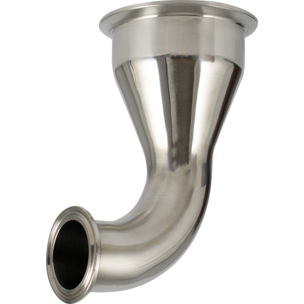 FermZilla stainless tri-clamp reducing elbow fitting for 3 inch to 1.5 inch tri-clamp fermenter hardware