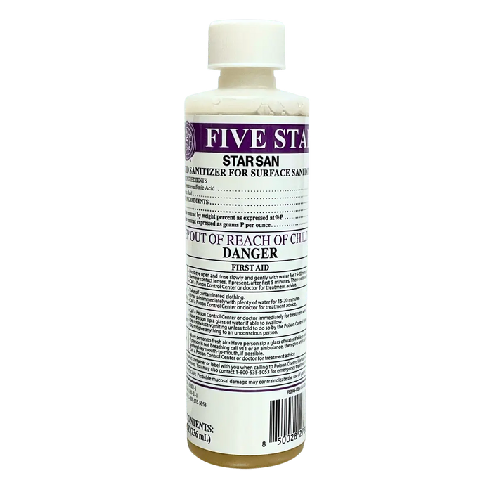 8 oz bottle of Five Star Chemical's Star San Sanitizer for brewing.