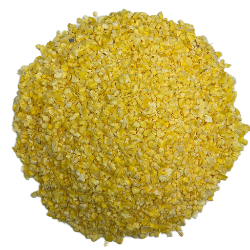 Circular pile of flaked corn for brewing