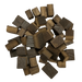 Pile of dark brown French Oak, Medium Plus toasted wooden cubes for wine, mead, cider, beer and spirits.
