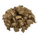 A pile of light toasted American Oak chips used for flavoring wine and mead, angled view