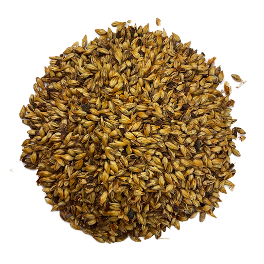Circular pile of American Caramel 60 Lovibond Malted Grain from Briess