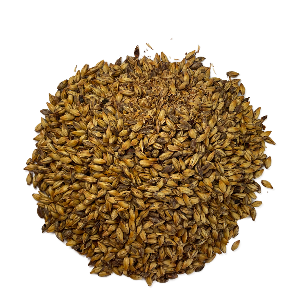 Circular pile of American Caramel 80 Lovibond Malted Grain from Briess
