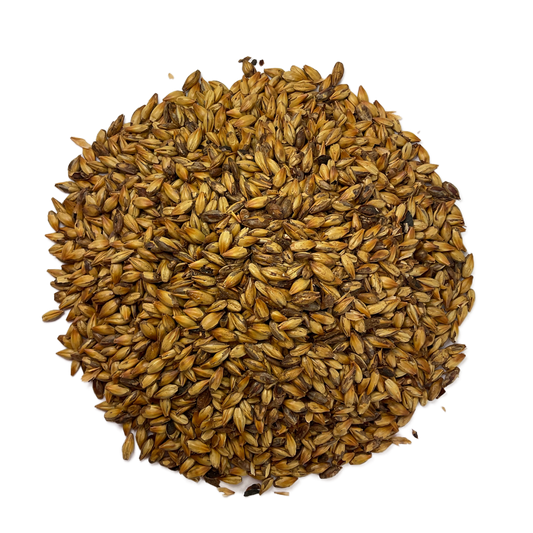 Circular pile of American Caramel 120 Lovibond Malted Grain from Briess