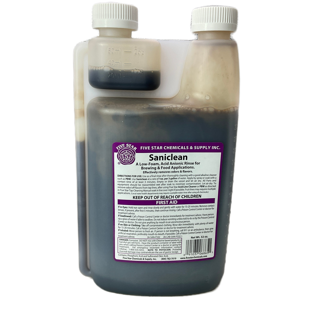 Saniclean 32 oz - Non-Foaming Final Rinse for Brewing & Draft Lines