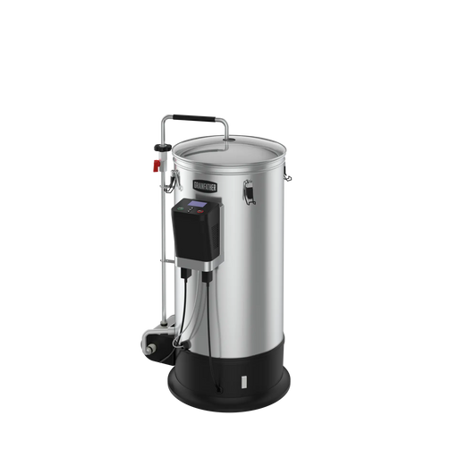 Stainless Steel Grainfather G30 v3 Beer Brewing System, angled view.
