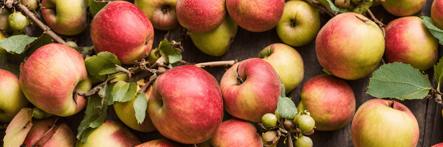 Fresh harvest of crisp apples to make homemade hard cider.