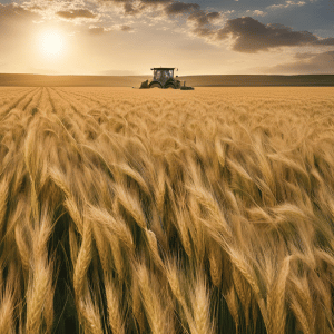 Header image of a field of barley being harvested. The section title reads "Premium Brewing Grains".