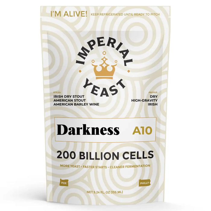 Imperial Yeast Darkness, liquid brewing yeast pouch for beer fermentation.
